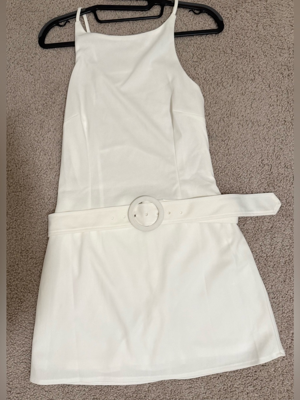 SNDYS Revolve Davina White Dress with Retro Belt 60s 70s Graduation Size XS